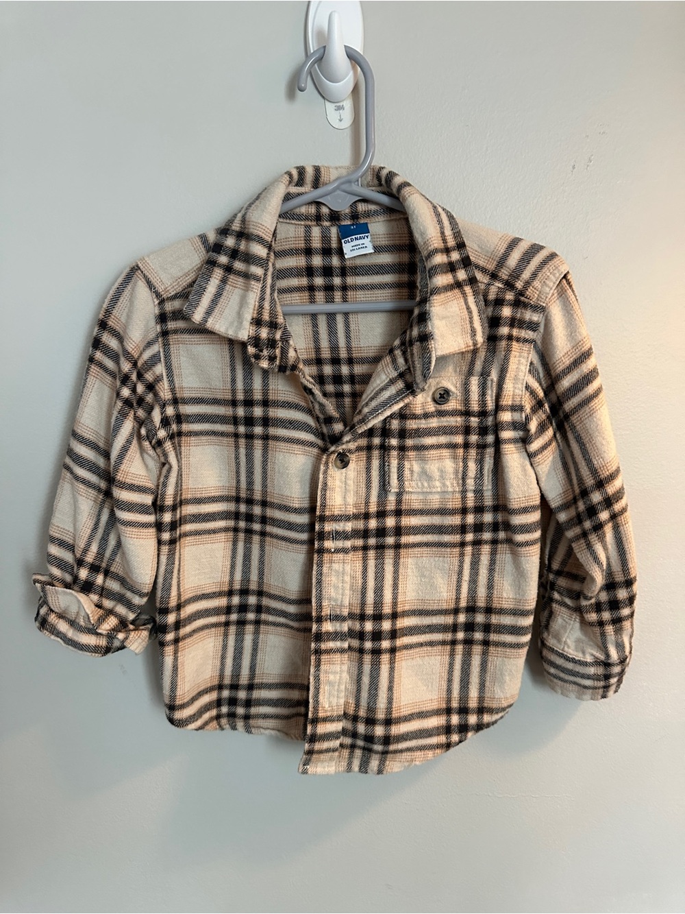 Old Navy Toddler Cream Plaid Button-Up Shirt